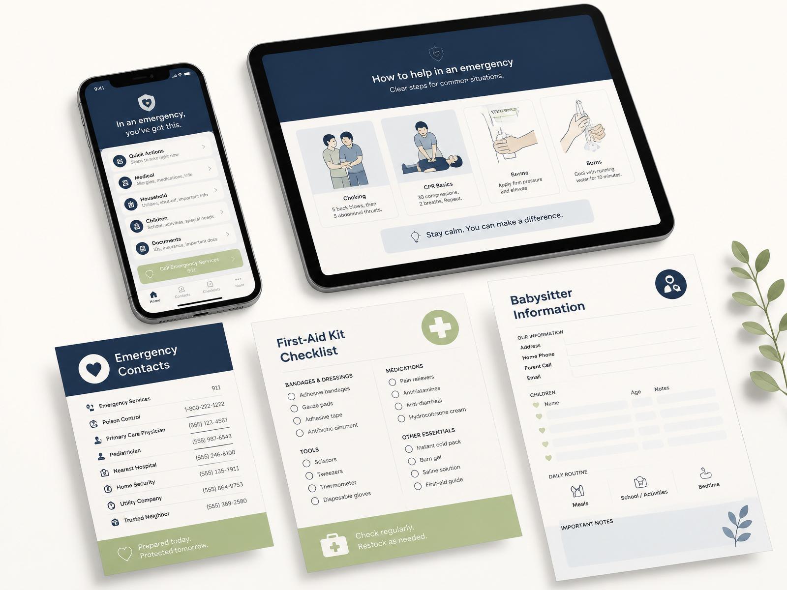 SafeNest Kids mobile guides, printable checklists, and family information cards